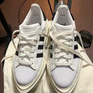 Adidas Men's White and Black Striped Sneakers
